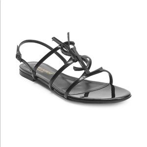 YSL Cassandra patent leather sandals